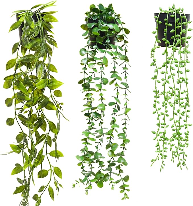 MAKHOT 3pcs Artificial Hanging Plants