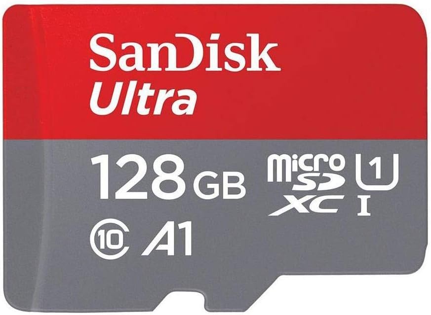 SanDisk 128GB Ultra MicroSDXC UHS-I Memory Card with Adapter – 100MB/s, A1, C10, U1, Full HD – SDSQUAR-128G-GN6MA